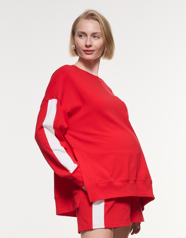 Soon Maternity - Side Split Stripe Cotton Top