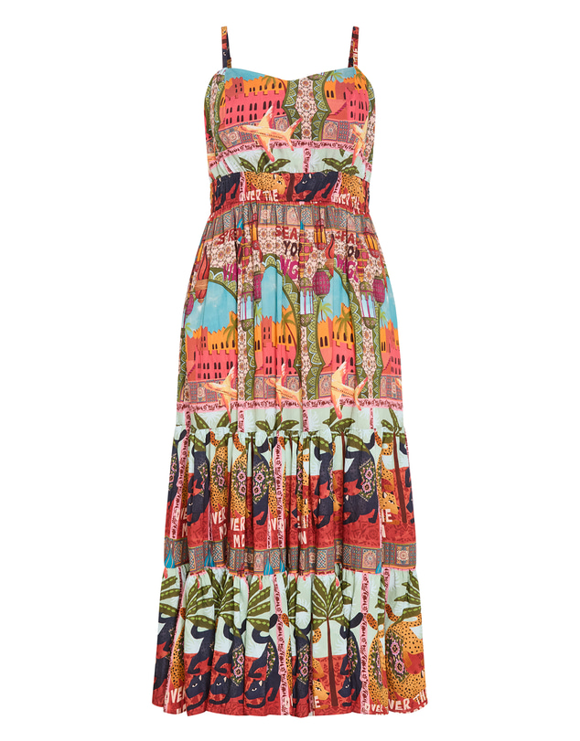 City Chic - Plus size Karina Paradise Print Maxi Dress - terracotta