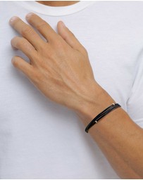 Kuzzoi - ICONIC EXCLUSIVE - Bracelet Male Black Leather 925 Sterling Silver