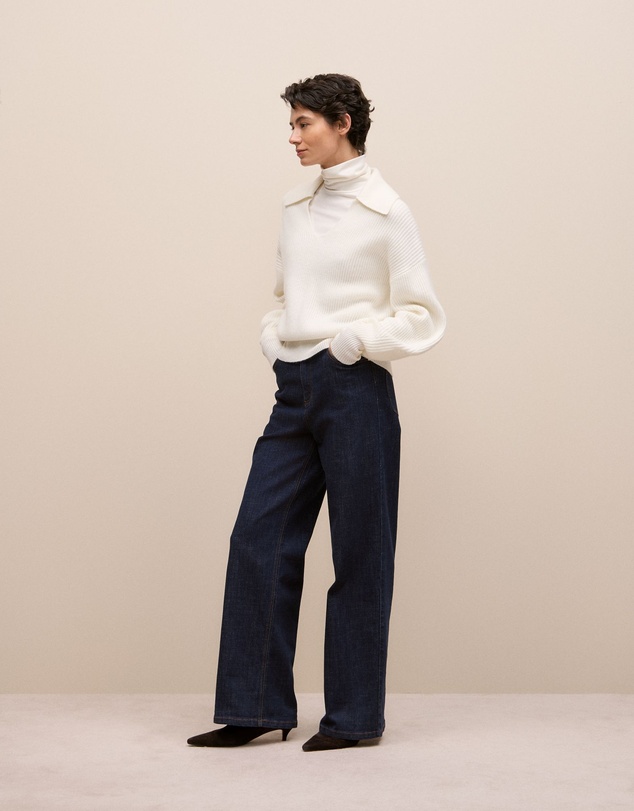 Trenery - Merino Open Collar Knit in Marshmallow
