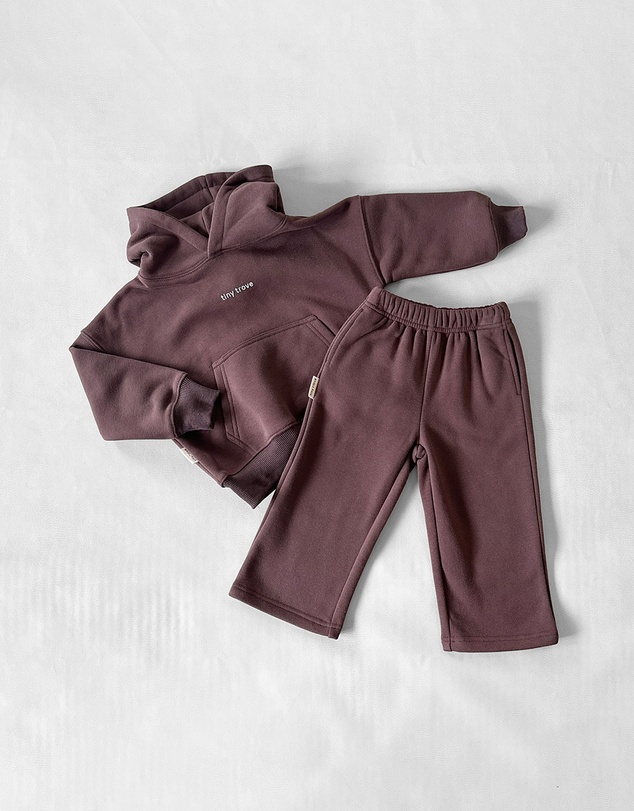 Tiny Trove - Sporty Puff Print Cotton Hoodie Tracksuit Set - Babies-Kids