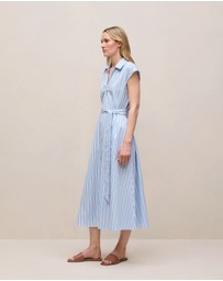 Trenery - Sateen Regency Stripe Shirt Dress in Pastel Blue