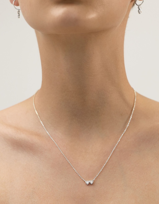 SAINT VALENTINE - Two Of A Kind Heart Necklace - Silver