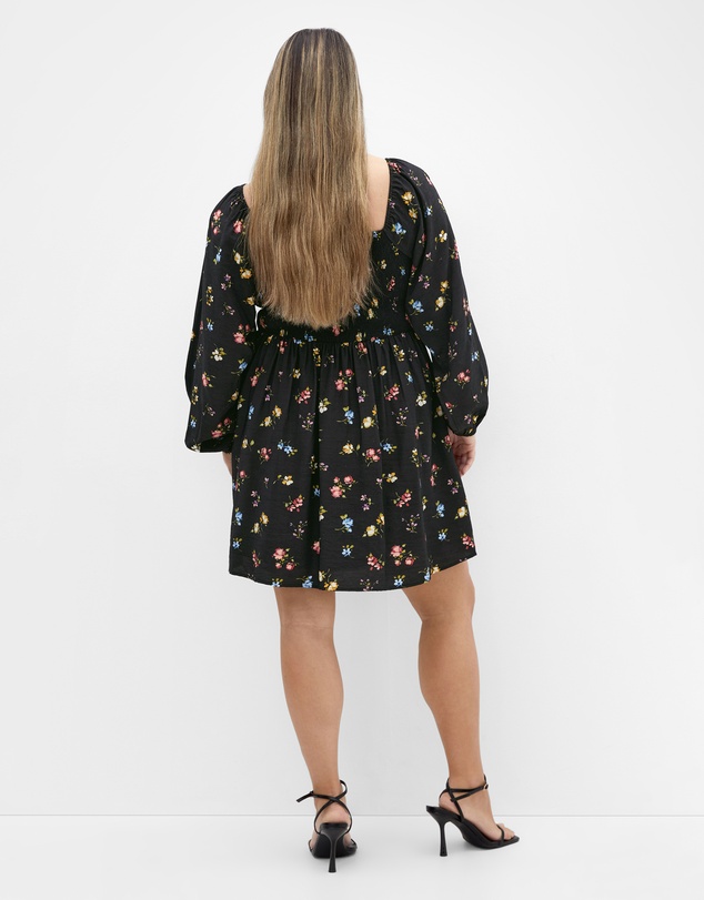 City Chic - Abbie Long Sleeve Print Mini Dress