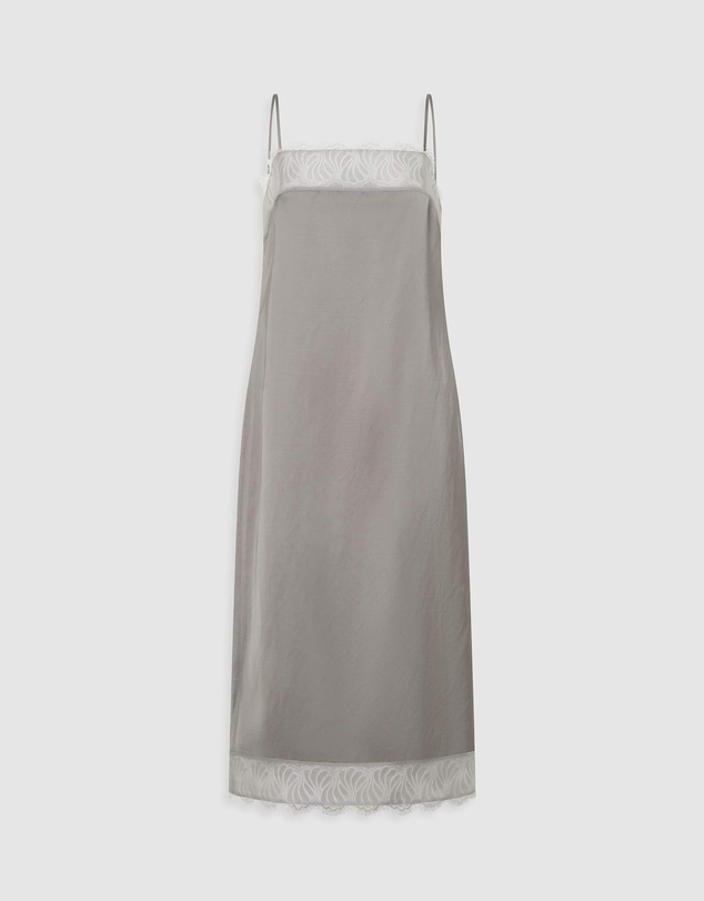 Oroton - Double Satin Lace Trim Slip Dress