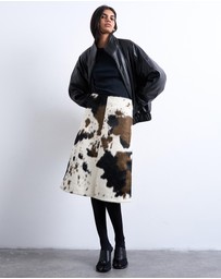 TOPSHOP - Fax Fur Pony Skin A-Line Midi Skirt