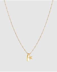 Elli Jewelry - Necklace Kauri Shell Starfish Pendant Summer Trend in 925 Sterling Silver Gold Plated