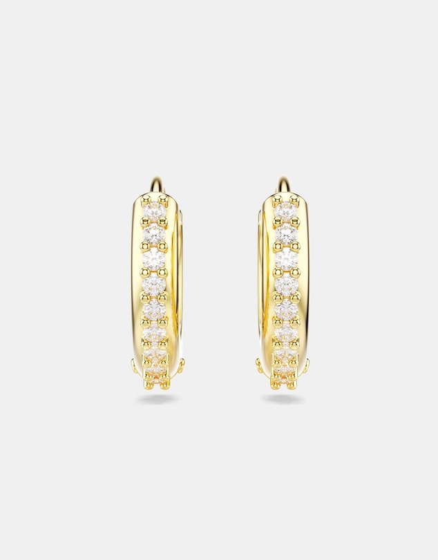 Swarovski - Matrix hoop earrings, Round cut, White, Gold-tone plated