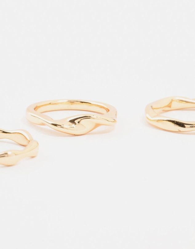 Lovisa - Gold Plated Irregular Stacking Rings 3-Pack