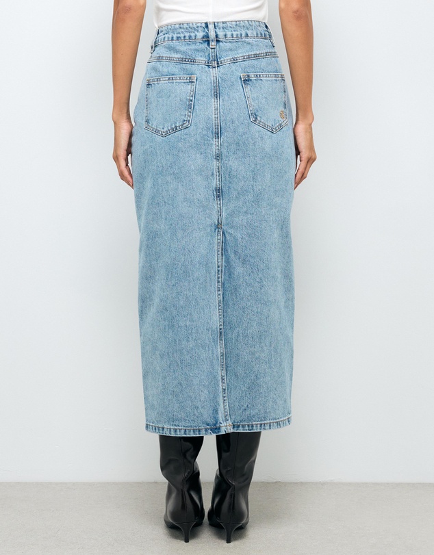 AERE - Mid Rise Denim Midi Skirt
