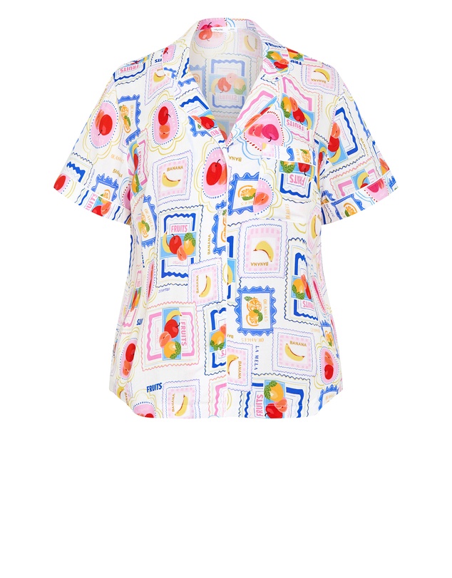 City Chic - Kitty Citrus Print Pyjama Shirt