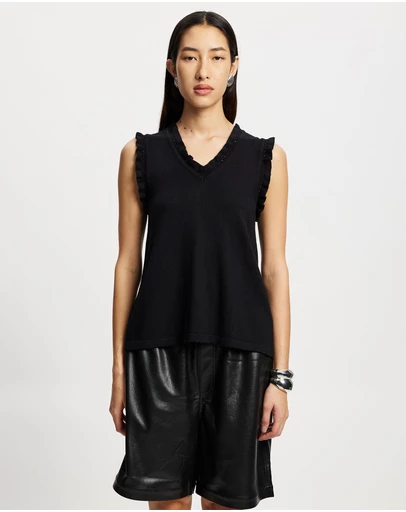 Lindsay Nicholas New York - Frill V-Neck Shell Top