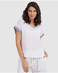 CAMIXA - Martina Linen V-Neck T-shirt