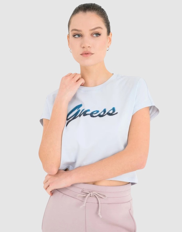 GUESS - Short Sleeve Script Crop Tee