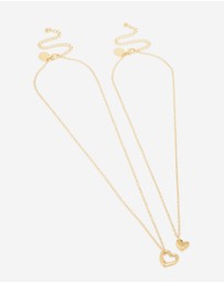 Lovisa - Waterproof Gold Plated Stainless Steel Cut Out Heart & Solid Heart Necklaces 2-Pack