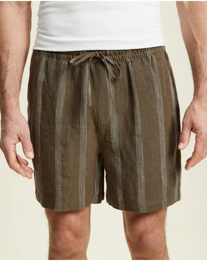 AERE - Linen Stripe Euro Shorts