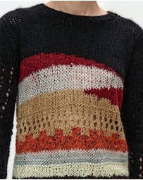Andersson Bell - Black Hand-Crocheted Crew-Neck Sweater