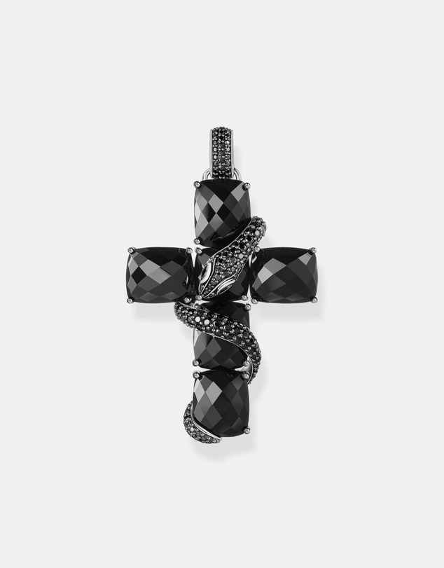 THOMAS SABO - Cross pendant with snake and black zirconia