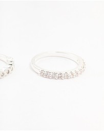 Lovisa - Silver Plated Fine Round Cubic Zirconia Stacking Rings 3-Pack