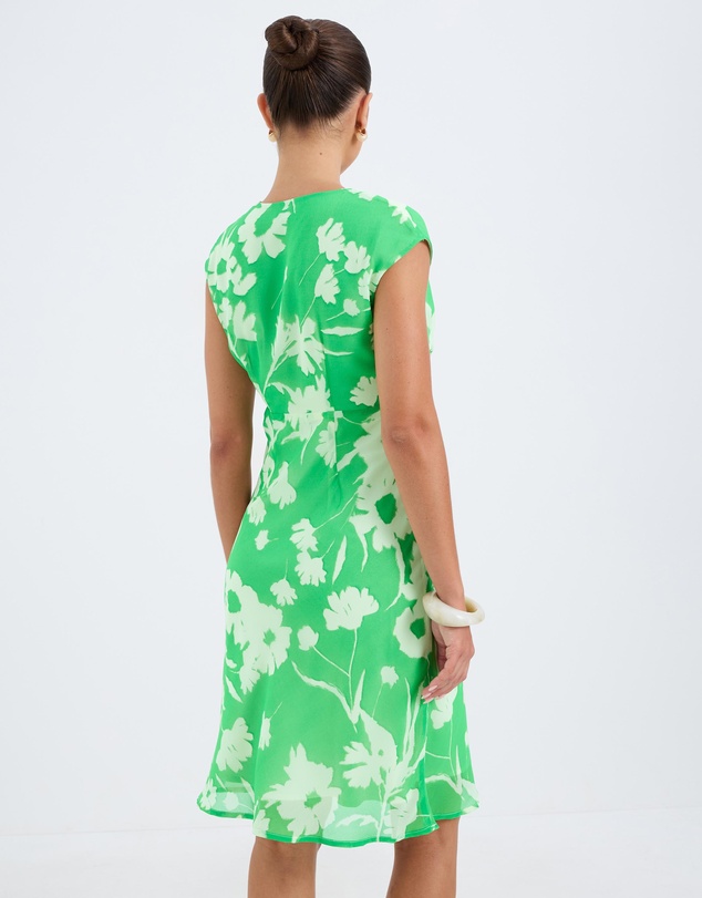 Calli - Fern Print V-Neck Midi Dress