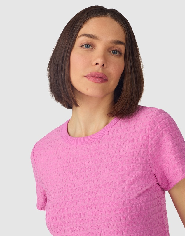 DKNY - Jacquard Logo Terry Short Sleeve T-Shirt & Pant Long Pyjama Set