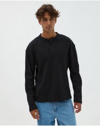 AERE - Textured Cotton Henley Tee