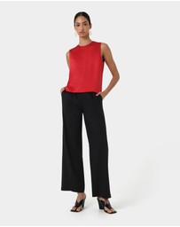 Forcast - Louisa Round Neck Satin Top