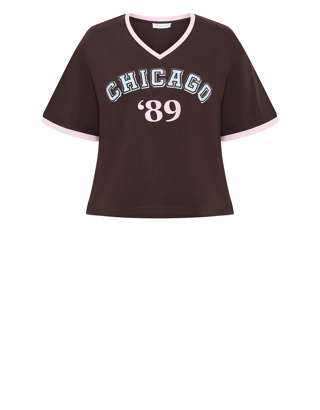 City Chic - Plus size Oversized V Neck Tee - chocolate