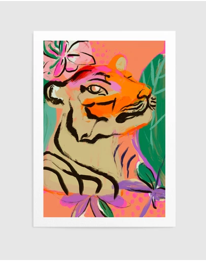 Olive et Oriel - Tiger In Jungle by Treechild Art Print