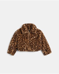 Bardot Junior - Sylvie Leopard Faux Fur Jacket - Kids-Teens