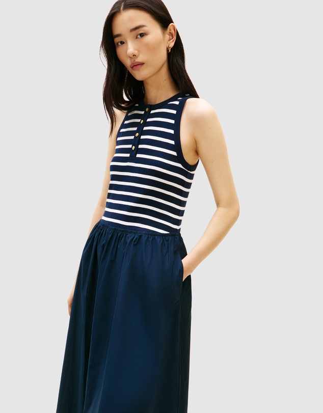 Tommy Hilfiger - Gold-Tone Button Sleeveless Maxi Dress