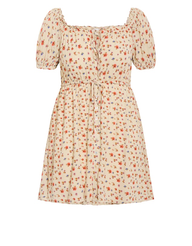 City Chic - Plus size Dream Print Mini Dress - butter