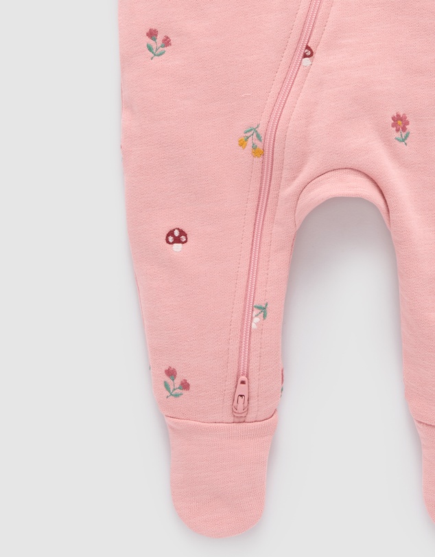 Purebaby - Embroidered Fleece Growsuit -Kids-Babies