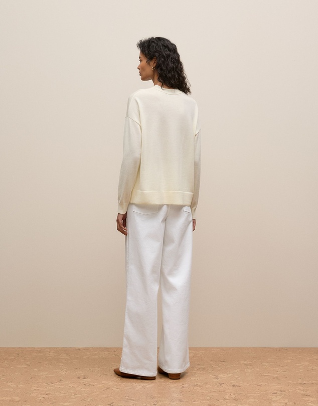 Trenery - Merino V Neck Knit in Ivory