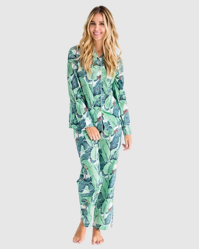 Sant And Abel - Women's Martinique® Green Banana Leaf Long PJ Set