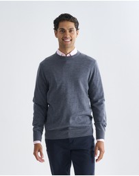 3 Wise Men - 3 Wise Men Driver Crew Neck Merino Knit - Charcoal