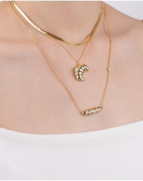 Wanderlust + Co - Baguette Pave Gold Necklace