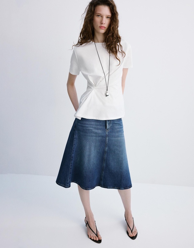M.N.G - Cotton T-Shirt with Pucker Detail
