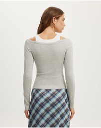 Cotton On - Long Sleeve Boatneck Layered Knit