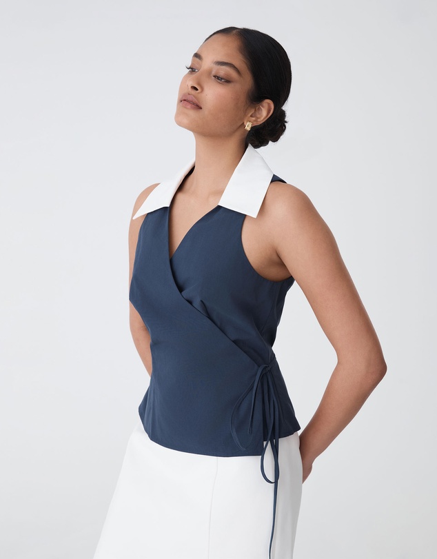 Forcast - Layla Collared Wrap Top