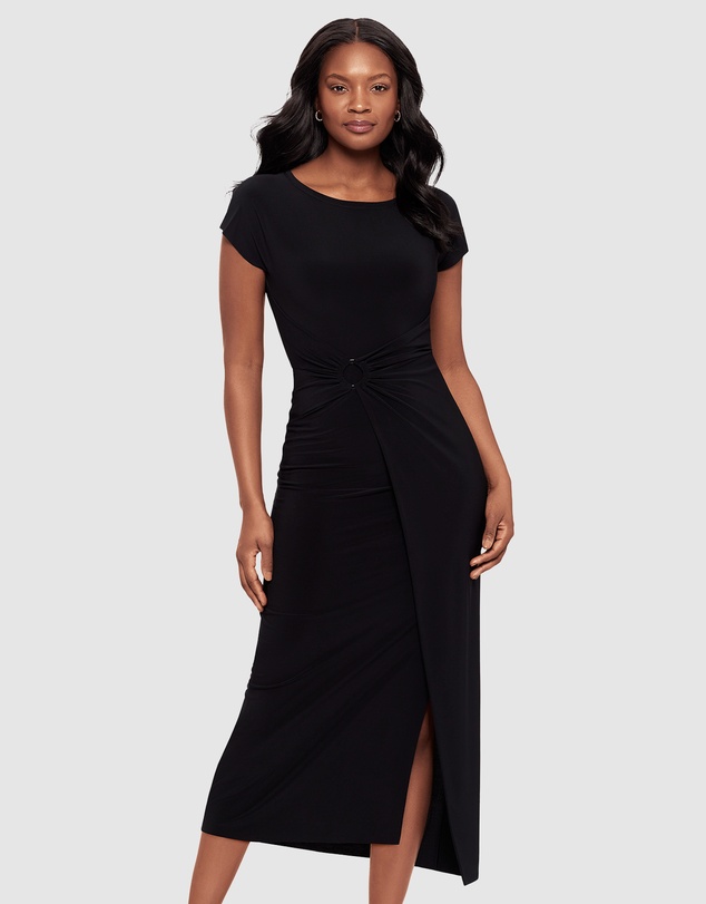 Miraclesuit Shapewear - Loki Cinched Wrap Waist Midi Shaping Dress