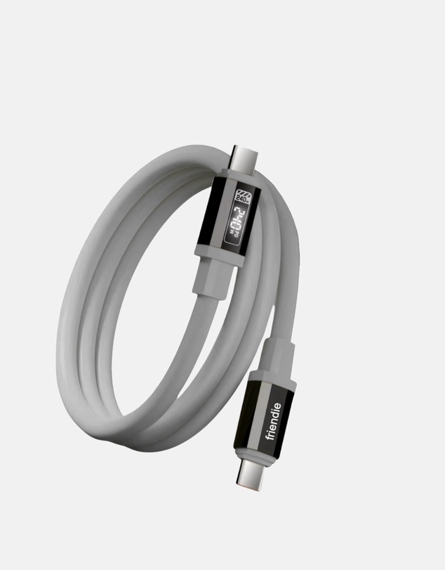 Friendie - Tough USB C to USB C Charging Cable (1.5m) — 240W, E Marker, LED Power Screen