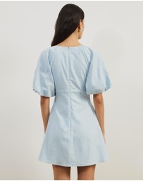 Atmos&Here - Kelly Linen Blend Puff Sleeve Mini Dress