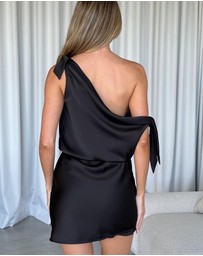 Dazie - Heavenly One Shoulder Tie Mini Dress