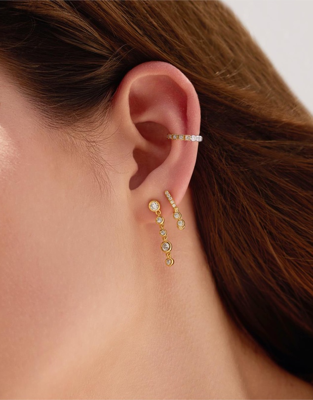Ania Haie - Ania Haie Gold Trio-Drop Huggie Hoop Earrings