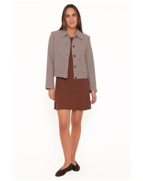 Petal & Pup - Harvie Crop Trucker Jacket - Brown Houndstooth