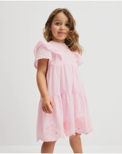 Country Road - Short Sleeve Tier Cutwork Dress
