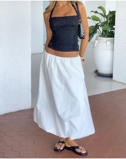Beginning Boutique - Dorothy White Bubble Hem Skirt