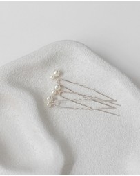 The White Collection - Naomi - Pearl Detail Silver Bridal Hair Pins