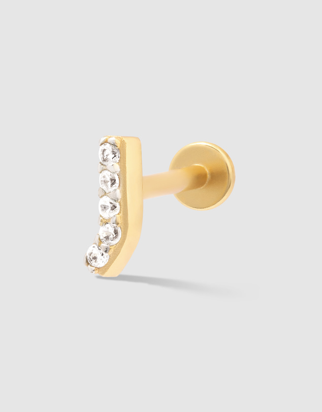 Wanderlust + Co - Alphabet Pave Gold Flat Back Earring - Letter J